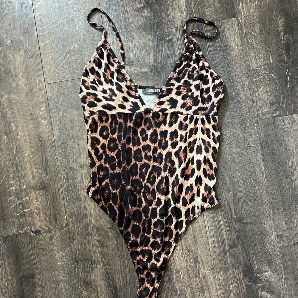 Missguided Brown and Black Leopard Print Bodysuit